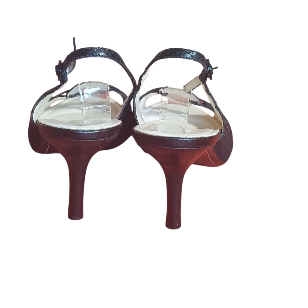Vintage Cole Haan Black Slingback Kitten Heels Ring Detail Open Toe 9.5B - Picture 5 of 16